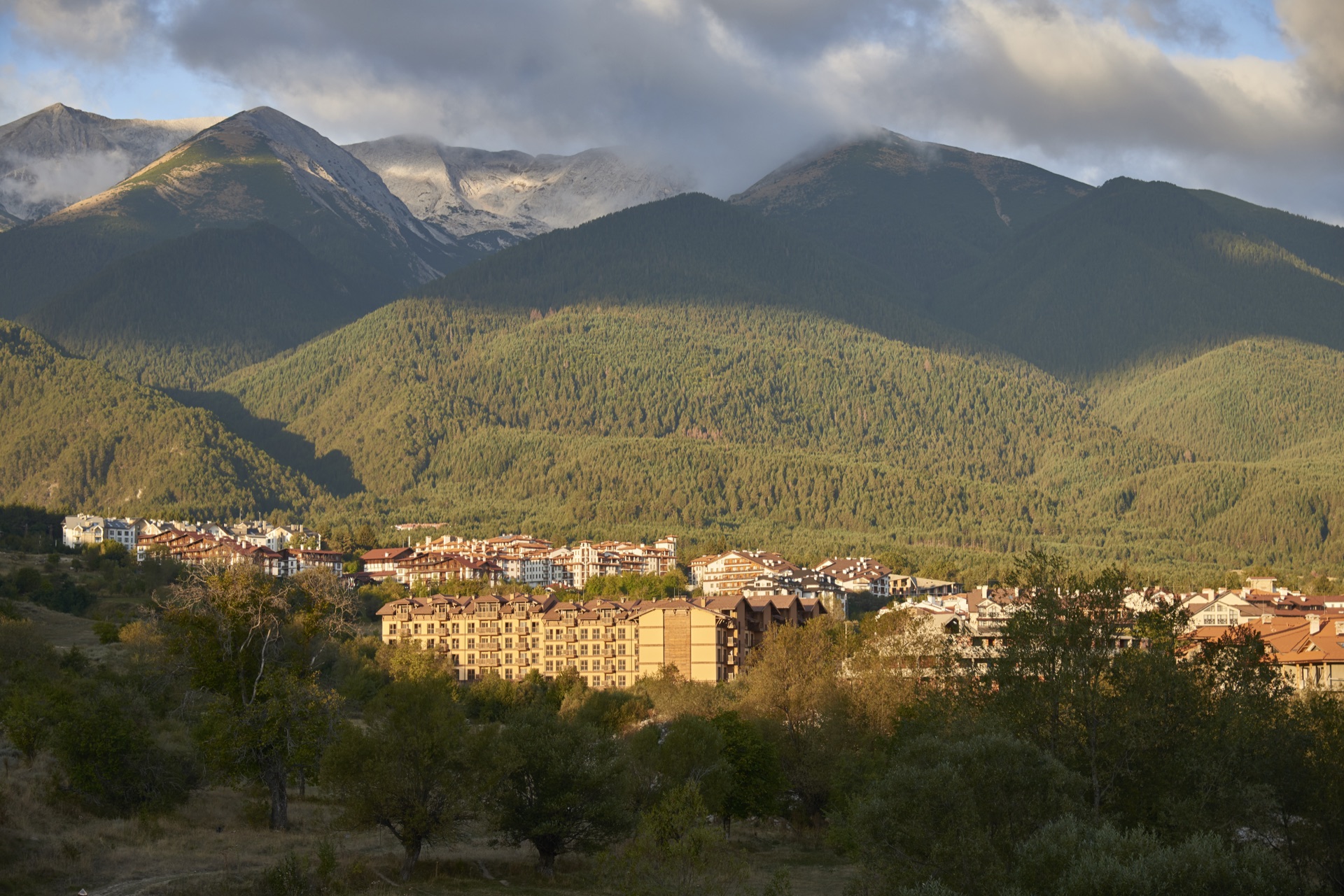Bansko beneath the peaks of the Pirin Mountains